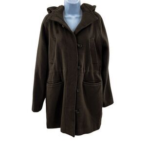 J. Crew Stadium Cloth Nello Gori Wool Duffle Hooded Pea Coat Jacket 10 Style 314